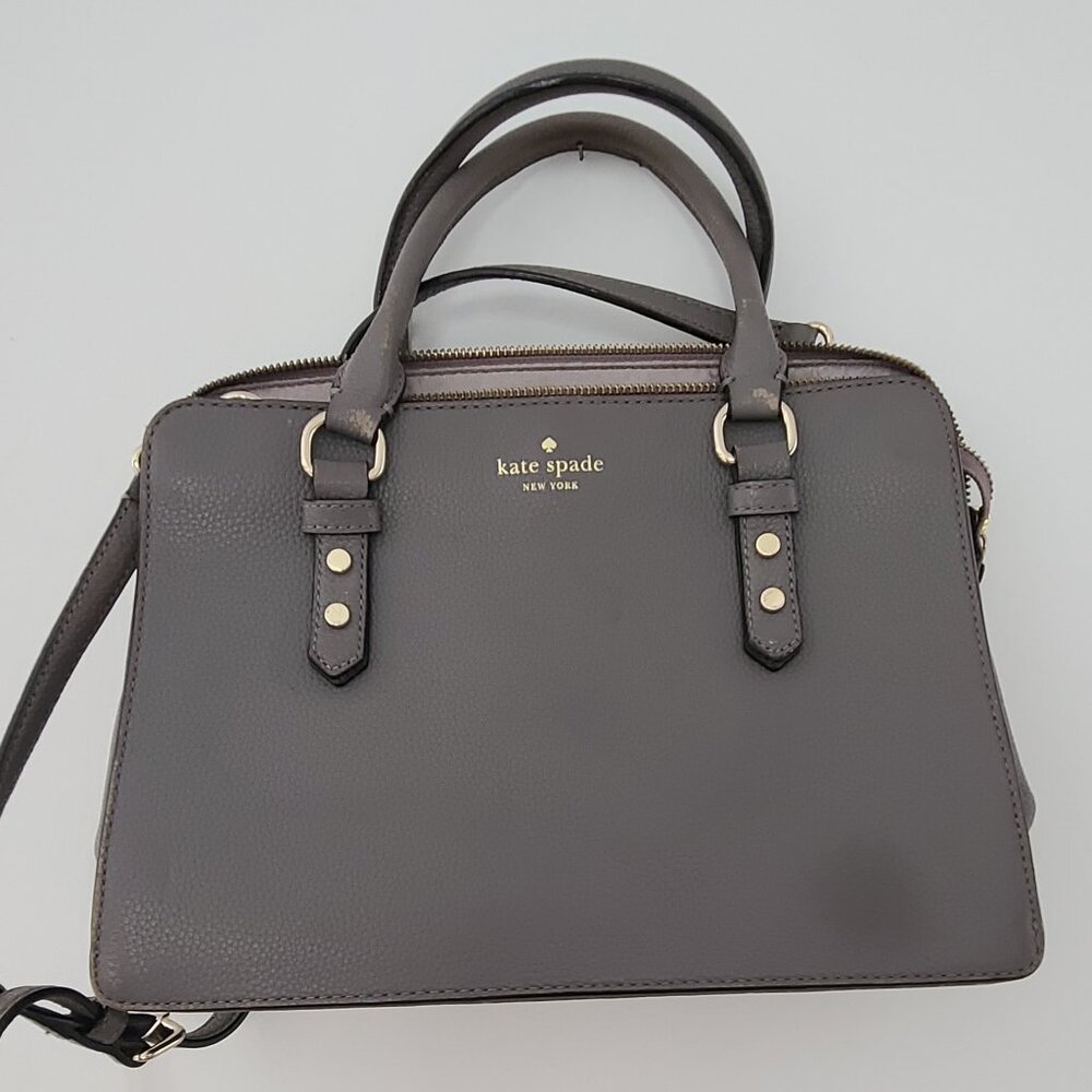 Kate Spade New York Lise Mulberry Grey Pebbled leather satchel purse READ